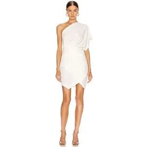 New IRO Ferila One Shoulder Chalk White Mini Cocktail Dress Structural Size 36 4
